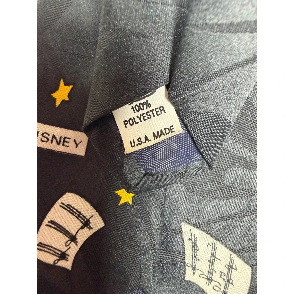 Vintage Mickey Unlimited Disney Mickey Donald Music Conductor Black Silk Tie USA